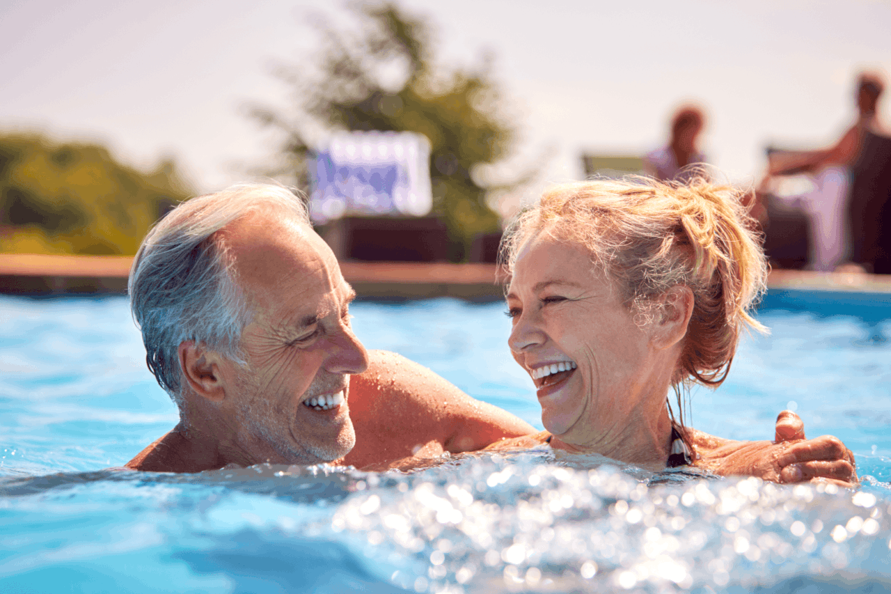 couple in pool