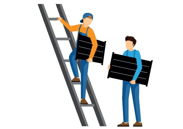 2 solar installers with ladder illustration