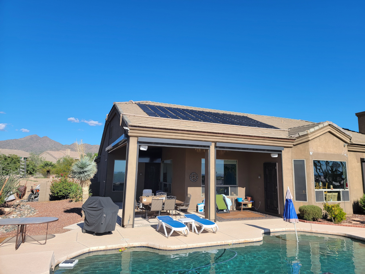 solar pool heating on roof of house